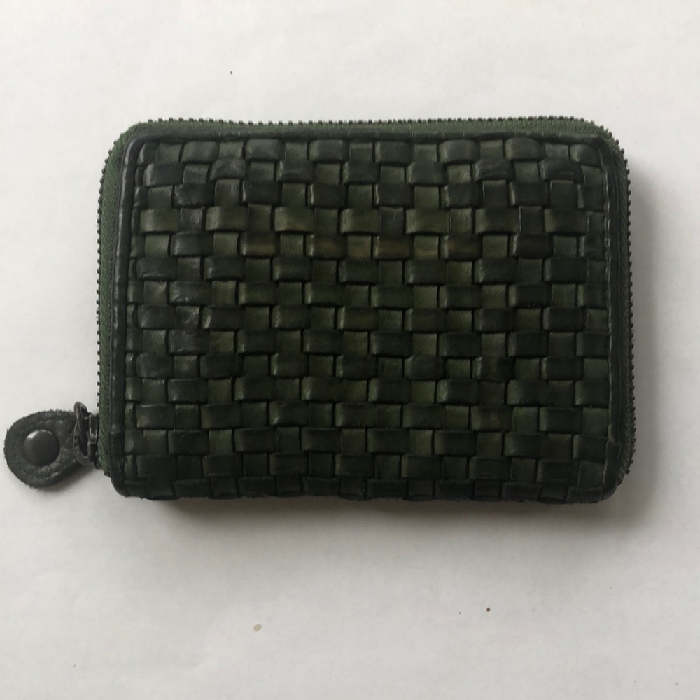 NWT Ashwood Woven Leather Zip Wallet